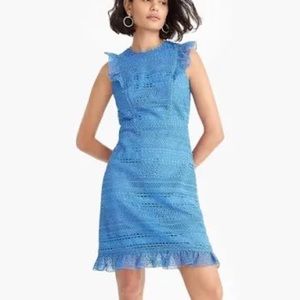 J crew blue cap sleeve lace dress.